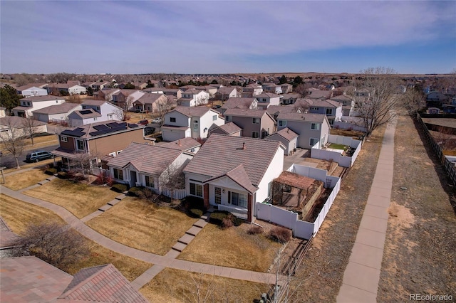 bird's eye view with a residential view