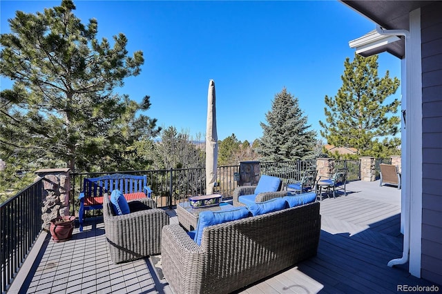 deck featuring an outdoor living space