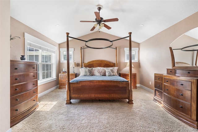 8029 E 23rd Ave, Denver, CO 80238 - bedroom featuring lofted ceiling, light carpet, baseboards, and multiple windows