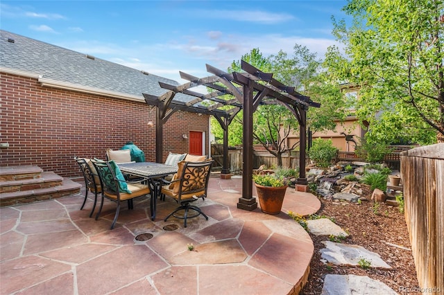 8029 E 23rd Ave, Denver, CO 80238 - fenced backyard with a pergola, outdoor dining space, and a patio area