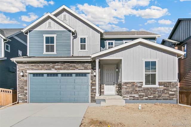 view of front of property with a garage