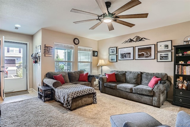 17390 Waterhouse Cir Unit B, Parker, CO 80134 - tiled living area with plenty of natural light and ceiling fan