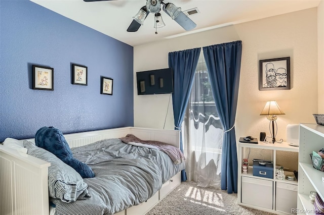 17390 Waterhouse Cir Unit B, Parker, CO 80134 - carpeted bedroom with a ceiling fan and a textured wall