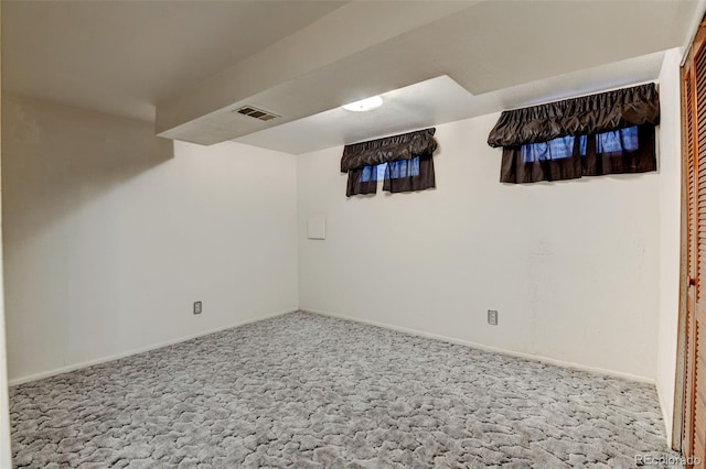 basement with carpet