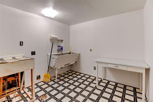 interior space with a textured ceiling