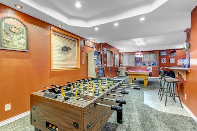 recreation room featuring carpet floors and pool table