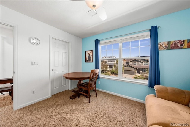 office space with carpet and baseboards