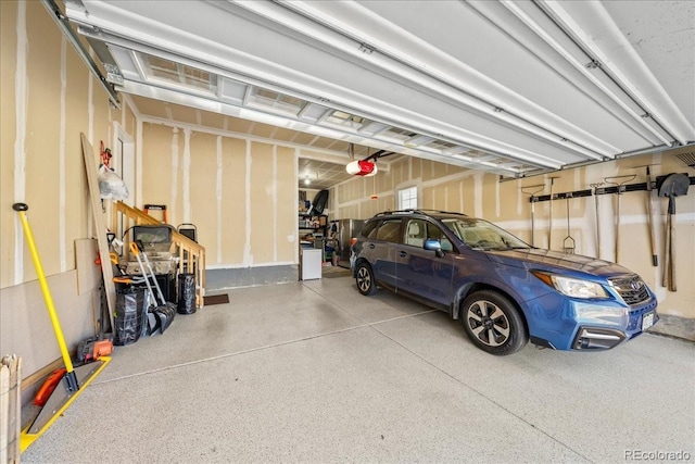 garage with a garage door opener