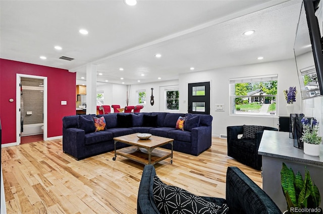 751 Poplar St, Denver, CO 80220 - living room featuring light wood-style flooring, plenty of natural light, and recessed lighting