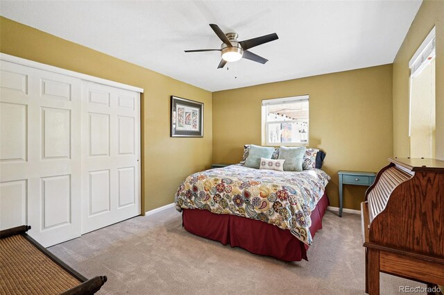 751 Poplar St, Denver, CO 80220 - bedroom with carpet flooring, a closet, and ceiling fan