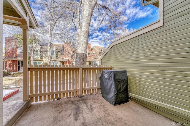 view of patio with a grill