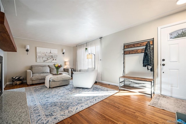 living room with hardwood / wood-style flooring