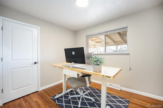 office featuring hardwood / wood-style flooring