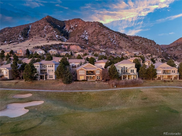 property view of mountains featuring a residential view