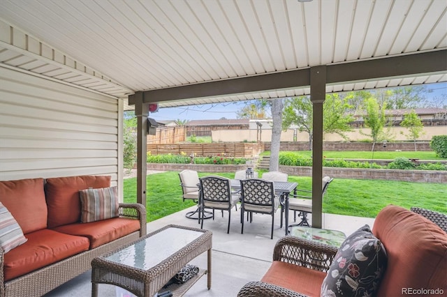 6410 Independence Way, Arvada, CO 80004 - view of patio / terrace featuring outdoor dining space and an outdoor hangout area