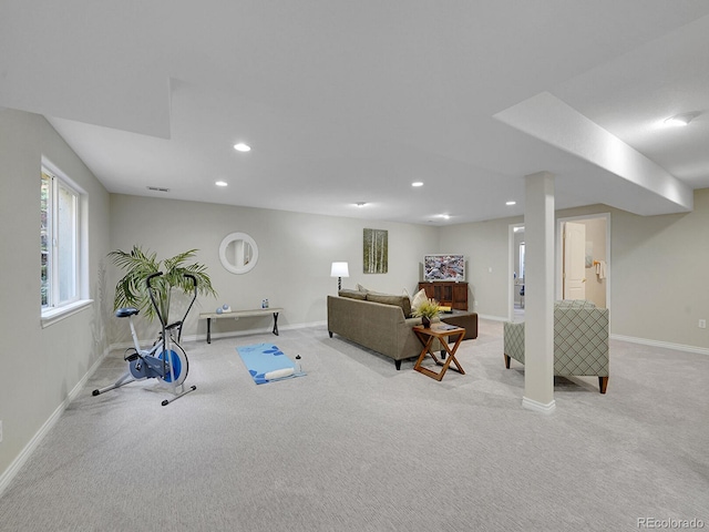 946 Champion Cir, Longmont, CO 80503 - carpeted living room featuring baseboards and recessed lighting