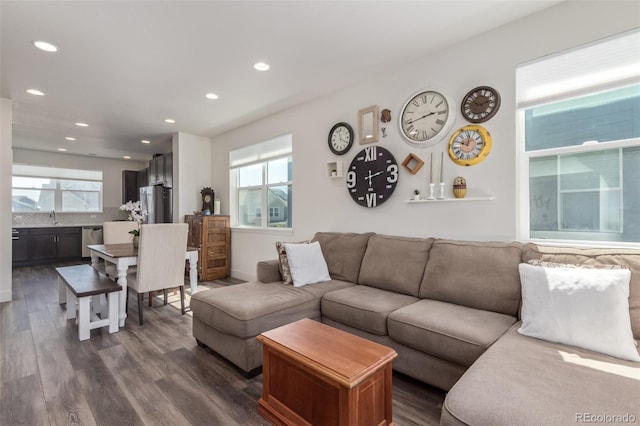 2080 Alcott Way, Broomfield, CO 80023 - living area featuring recessed lighting and dark wood-style flooring