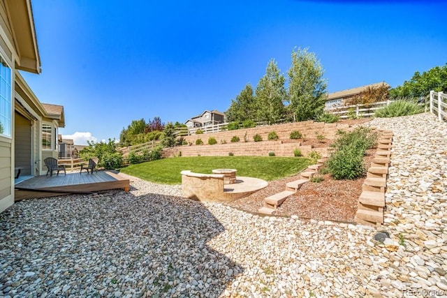 5865 Clover Ridge Cir, Castle Rock, CO 80104 - fenced backyard with a wooden deck and a patio