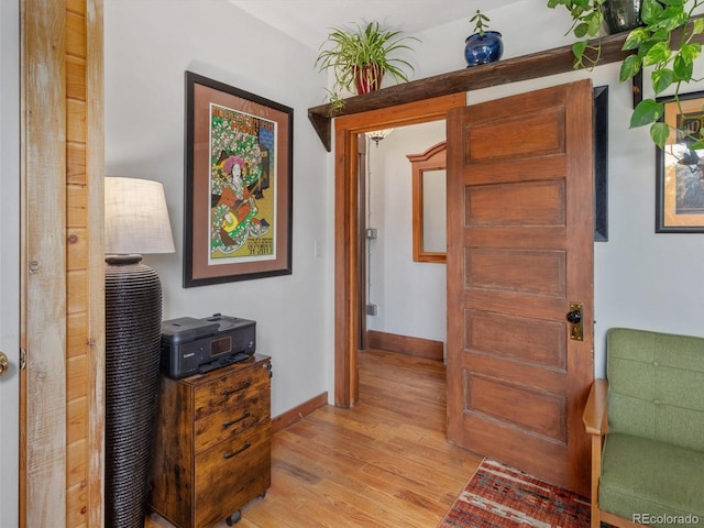 274 N Willow St, Crestone, CO 81131 - hallway with light wood-style flooring and baseboards