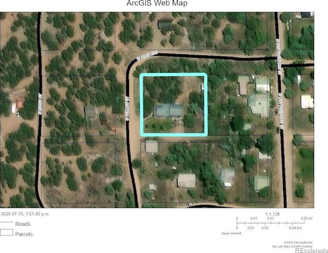 274 N Willow St, Crestone, CO 81131 - aerial overview of property's location featuring property parcel outlined