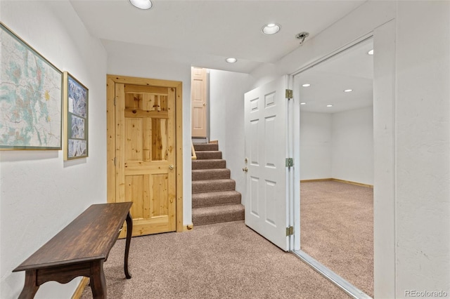 11 Hackamore Rd Unit B, Edwards, CO 81632 - corridor featuring stairs, recessed lighting, carpet, and baseboards
