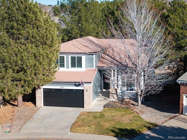 view of front of property with a garage