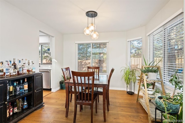 dining area featuring light hardwood / wood-style floors