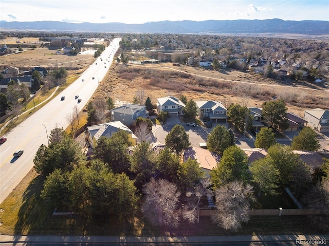 bird's eye view with a mountain view