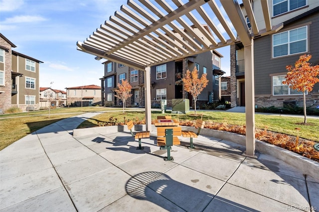 view of patio featuring a pergola