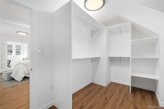 walk in closet featuring wood finished floors