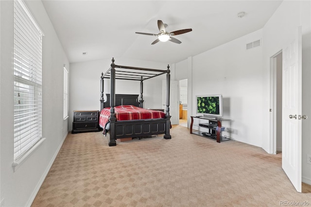 6470 S Ider St, Aurora, CO 80016 - carpeted bedroom featuring baseboards, ceiling fan, and lofted ceiling