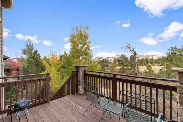 deck featuring grilling area