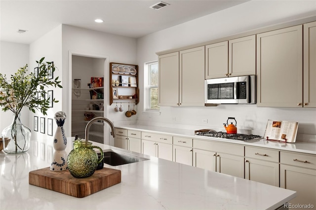 5693 Missoula Trl, Castle Rock, CO 80108 - kitchen with stainless steel appliances, recessed lighting, and light stone counters