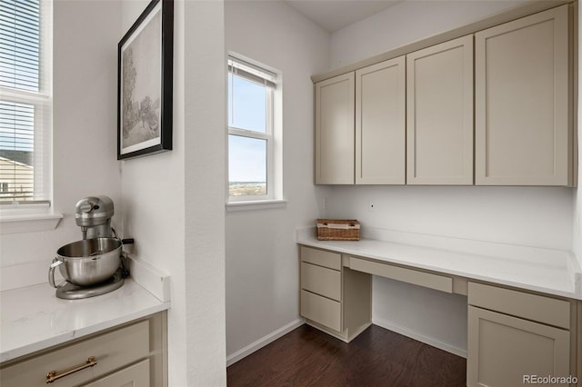 5693 Missoula Trl, Castle Rock, CO 80108 - unfurnished office with built in desk and dark wood finished floors