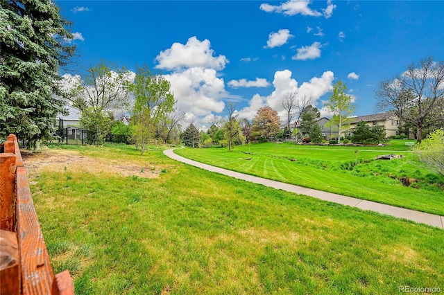 view of community featuring a lawn