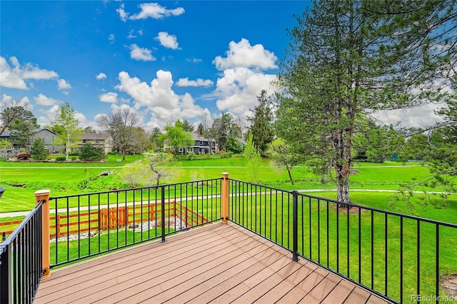 deck with a lawn