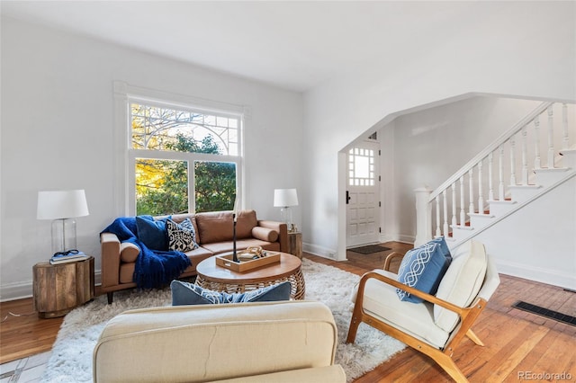 living room featuring hardwood / wood-style flooring