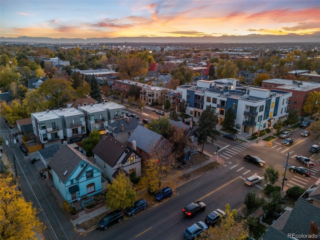 view of aerial view at dusk