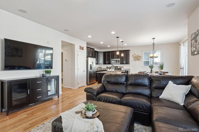 living room featuring light hardwood / wood-style flooring