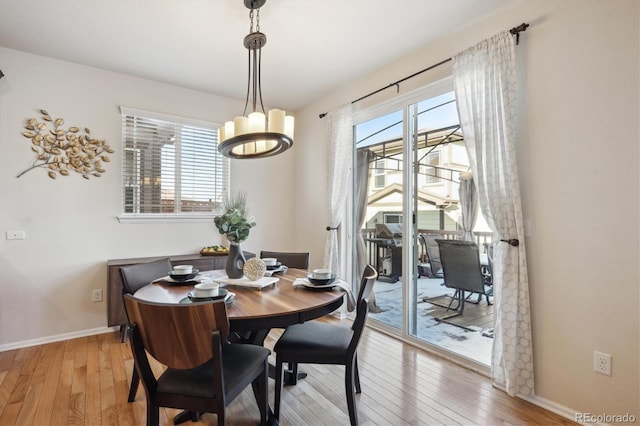 dining area featuring hardwood / wood-style flooring and a wealth of natural light