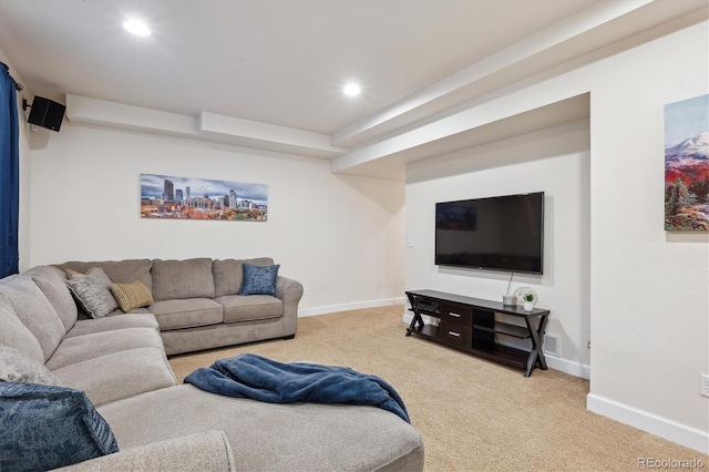 living room featuring carpet flooring