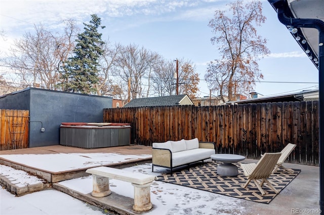 2731 California St, Denver, CO 80205 - fenced backyard with a hot tub and a patio