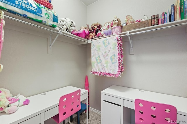 6174 Flattop St, Golden, CO 80403 - laundry area featuring carpet floors, baseboards, and a desk