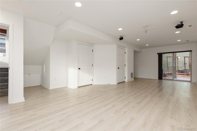 interior space with light hardwood / wood-style flooring