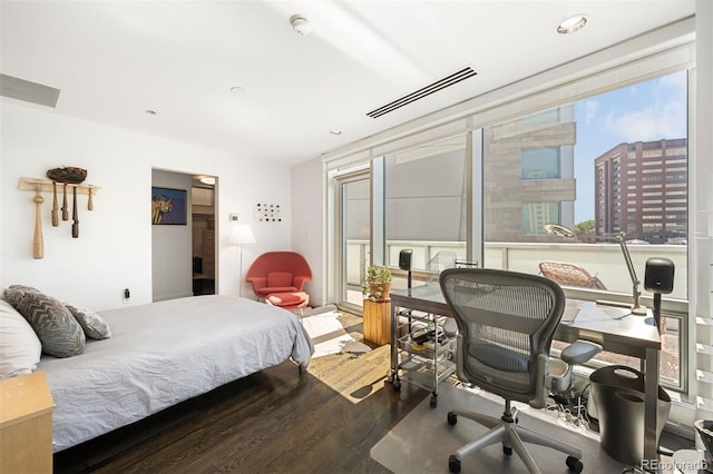 55 W 12th Ave Unit 608, Denver, CO 80204 - bedroom with wood finished floors, an office area, and access to outside