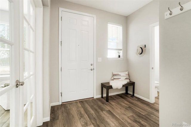 6041 N Orleans St, Aurora, CO 80019 - foyer entrance featuring healthy amount of natural light, dark wood-type flooring, and baseboards