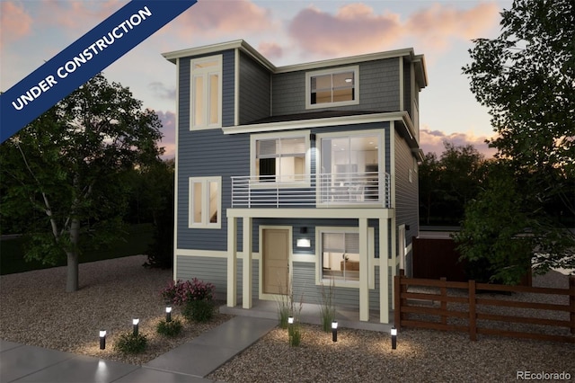 13568 E 103rd Pl, Commerce City, CO 80022 - contemporary house featuring a balcony and fence