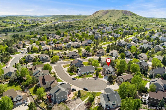 1825 Cooper Ct, Castle Rock, CO 80109 - aerial view of residential area with a mountain backdrop