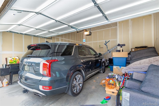 garage with a garage door opener