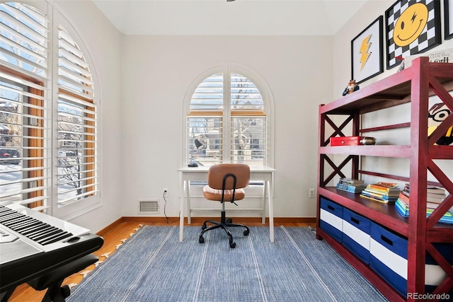 home office featuring wood-type flooring